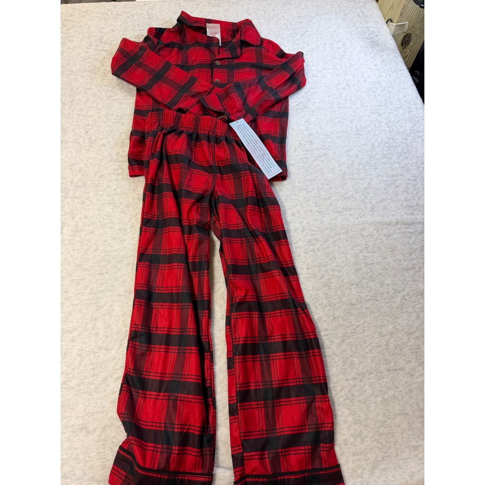 Wondershop Kids Red Black Plaid Pajama Set Button Down Sleepwear Size S 6/7